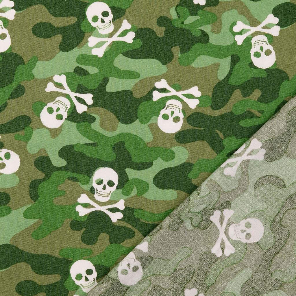 Poplin Grön Camouflage Döskallar - 3