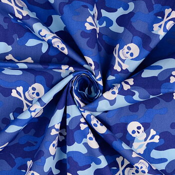 Poplin Blå Camouflage Döskallar