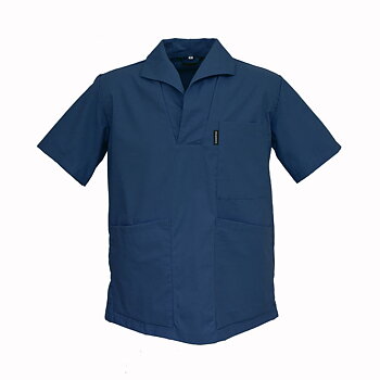 V-blus Herr/Unisex med krage, bomull - Blå
