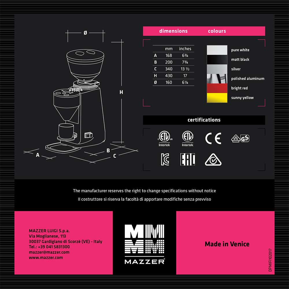 Mazzer Mini - Electronic filter - Bryggkvarn för hemmabruk - Polerat aluminium - 2