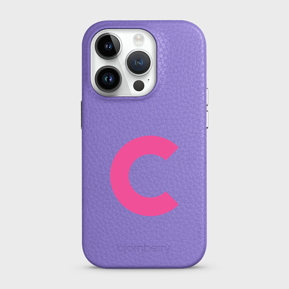 iPhone 14 Pro Personalised Leather Case - Initial - 2