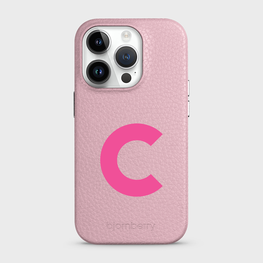 iPhone 14 Pro Personalised Leather Case - Initial - 24