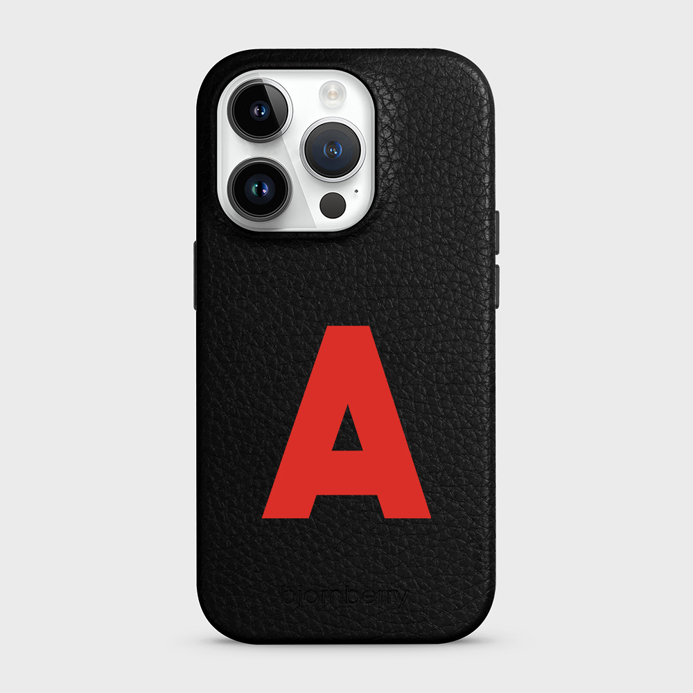 iPhone 14 Pro Personalised Leather Case - Initial - 32