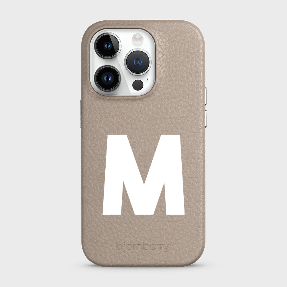 iPhone 14 Pro Personalised Leather Case - Initial - 14