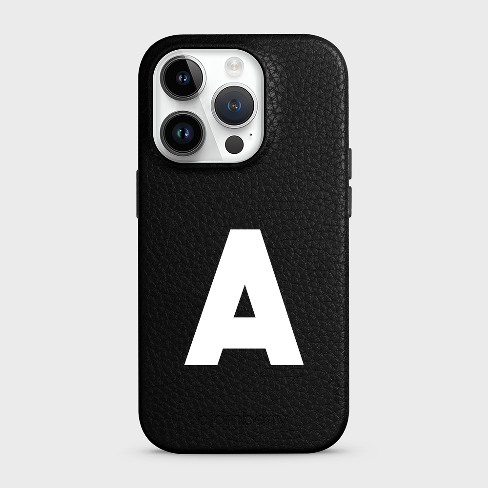 iPhone 14 Pro Personalised Leather Case - Initial - 35