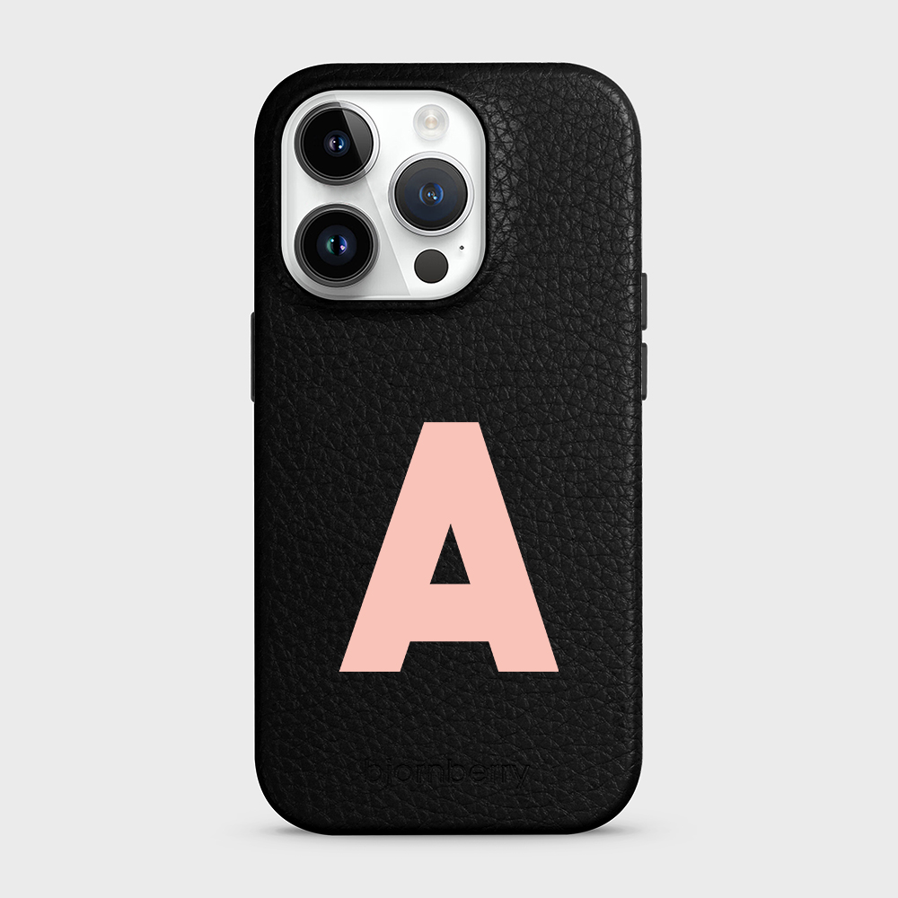 iPhone 14 Pro Personalised Leather Case - Initial - 33