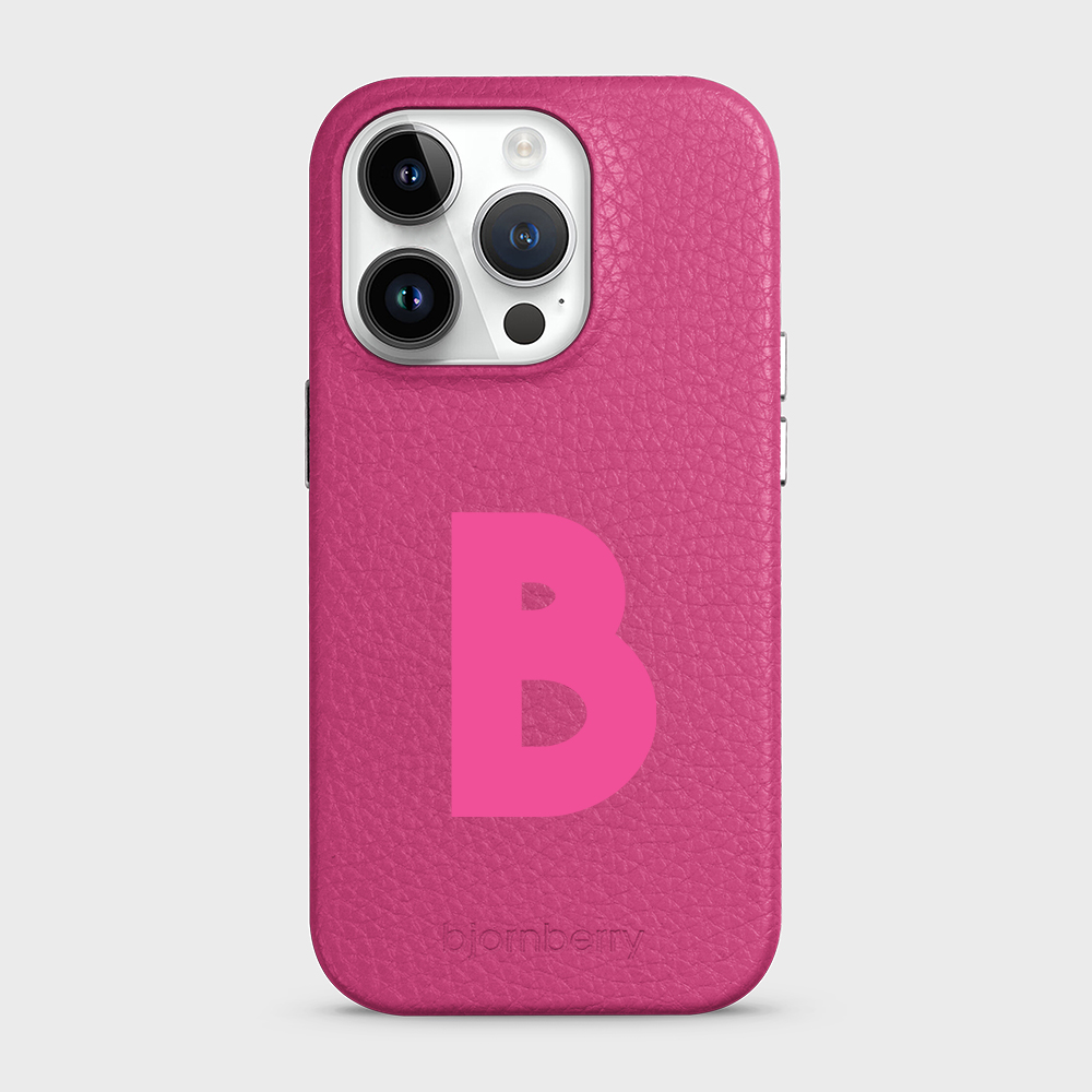 iPhone 14 Pro Personalised Leather Case - Initial - 16