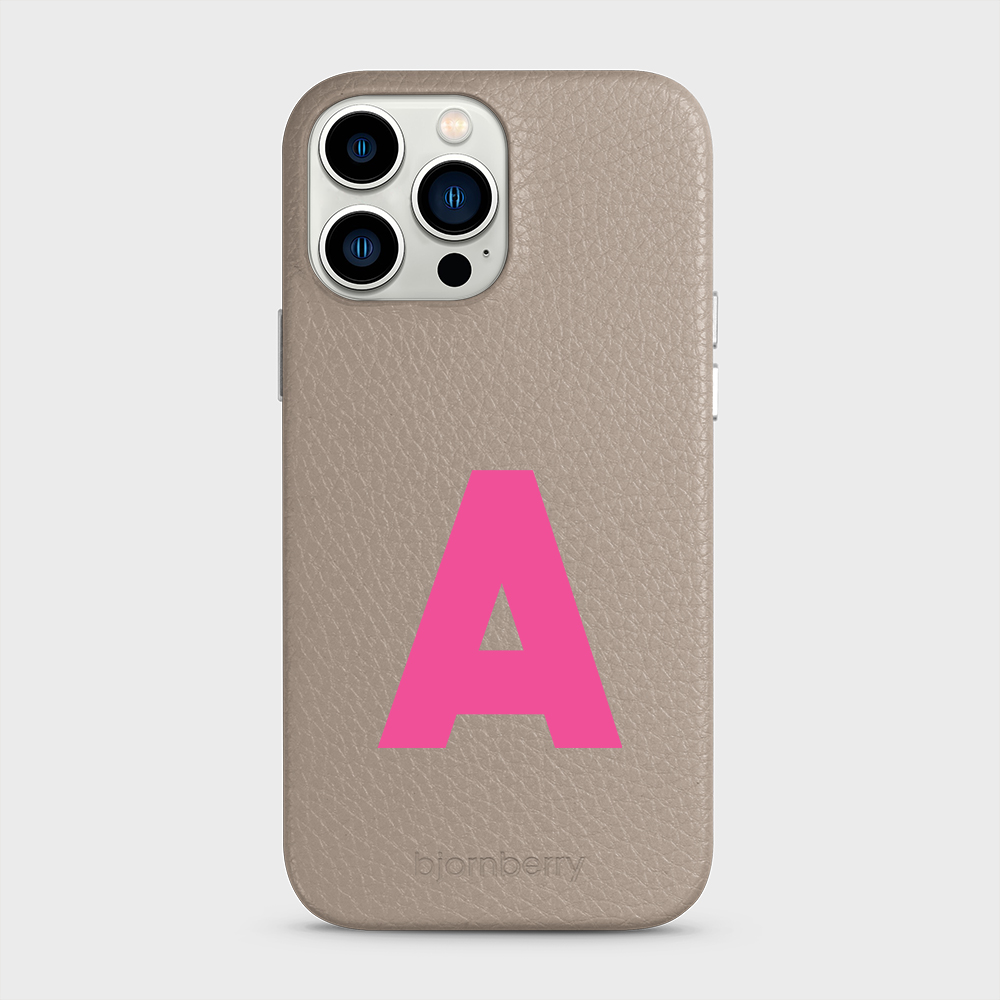 iPhone 13 Pro Max Personalised Leather Case - Initial