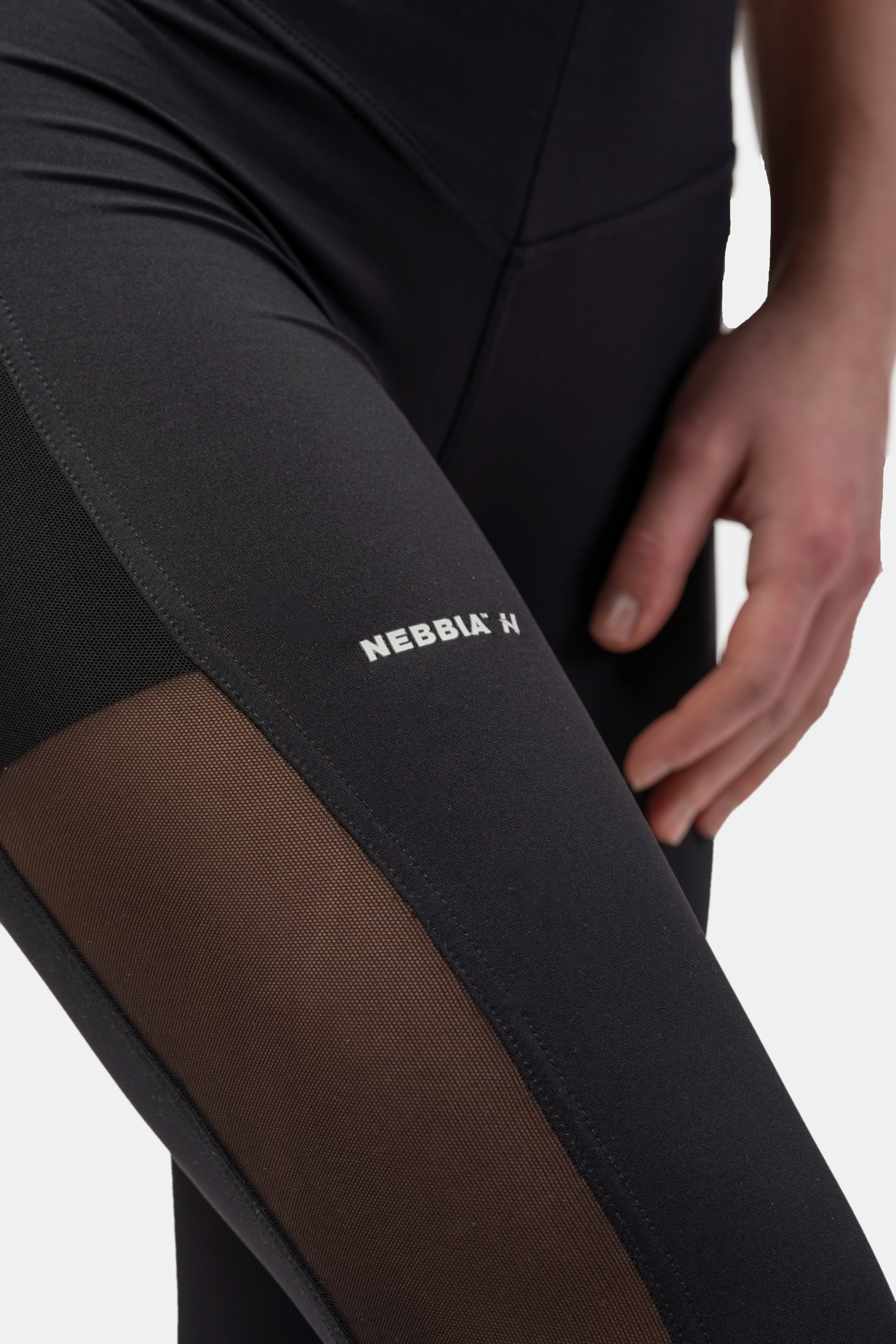 Black Mesh Design Leggings, black - 7