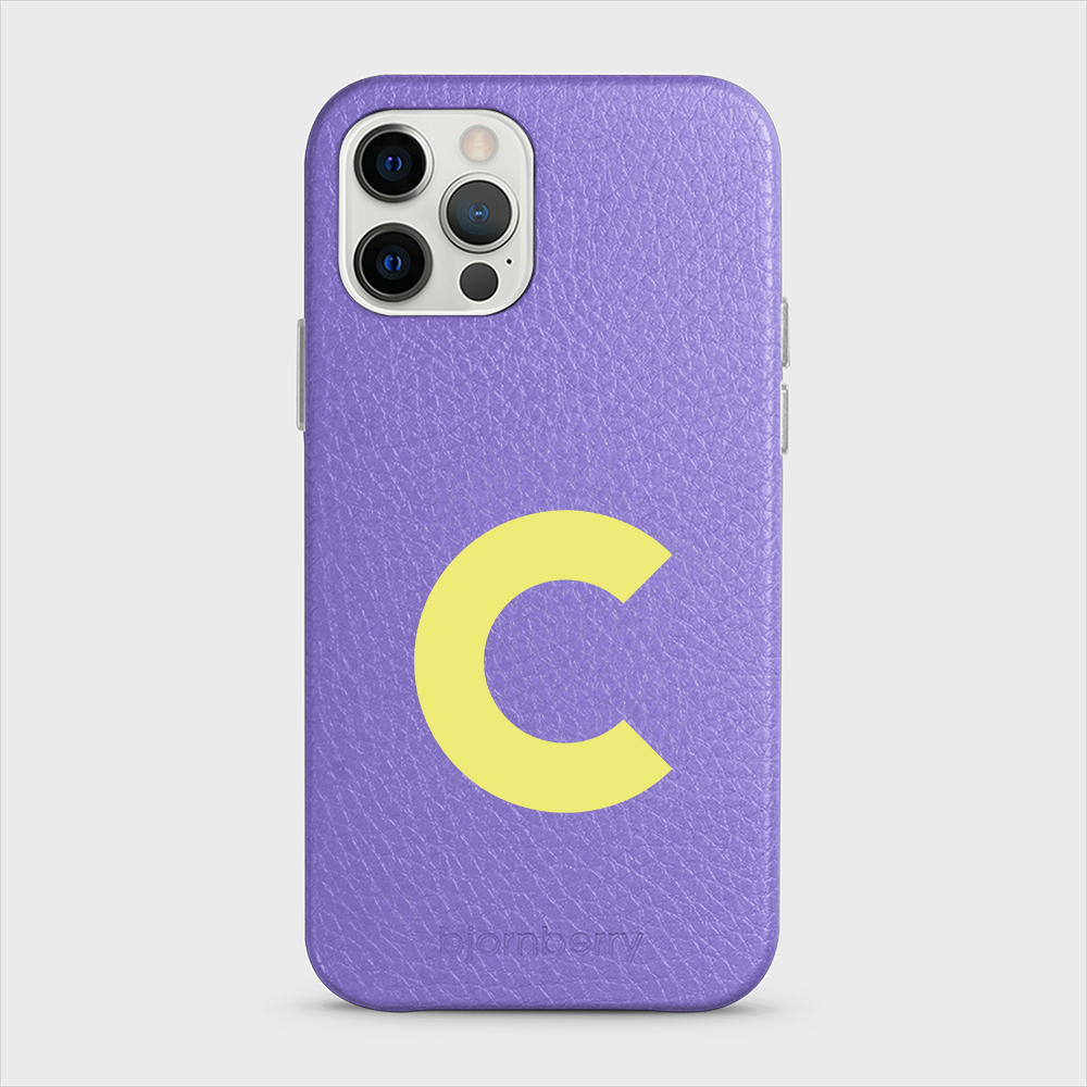 iPhone 12/12 Pro Personalised Leather Case - Initial - 9