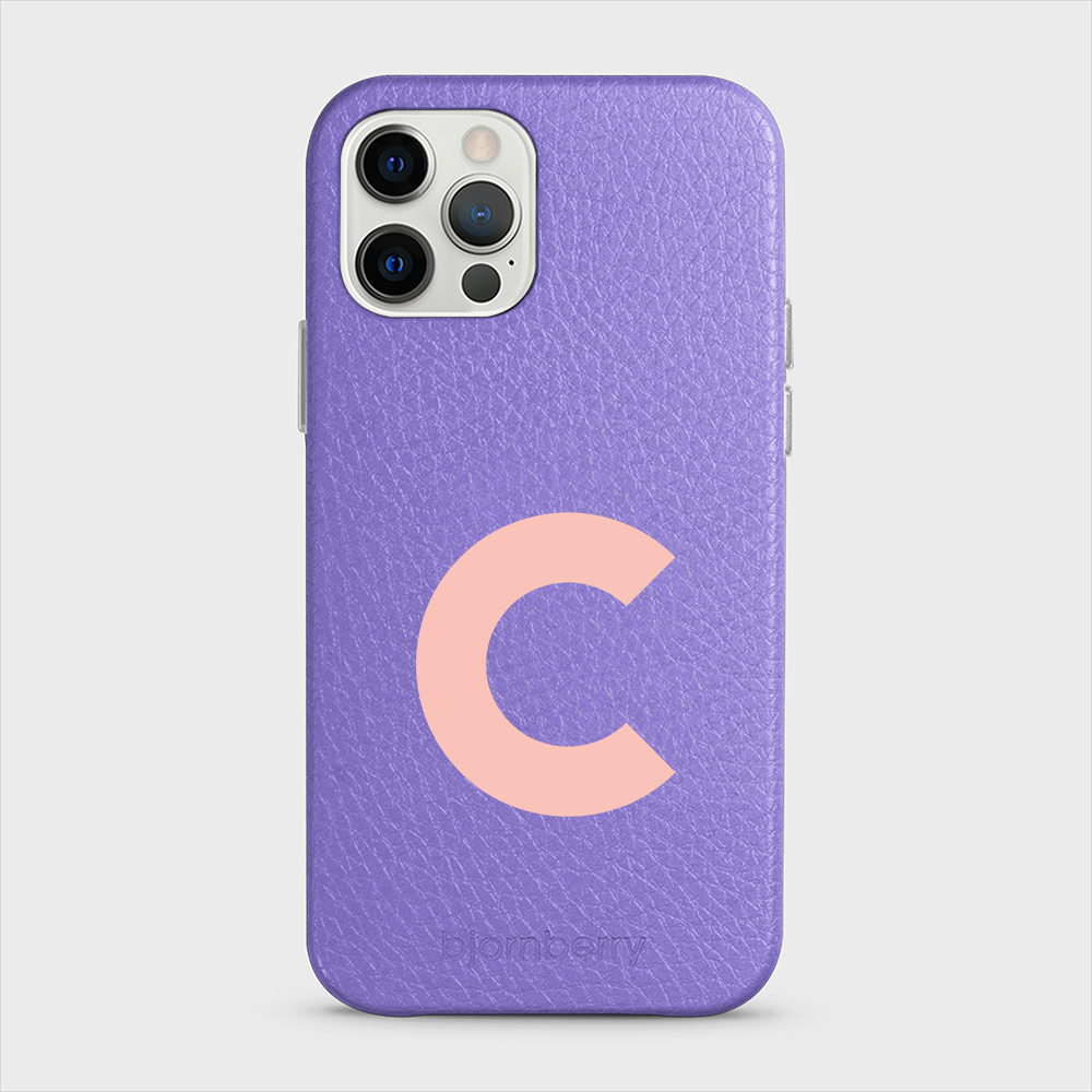 iPhone 12/12 Pro Personalised Leather Case - Initial - 12