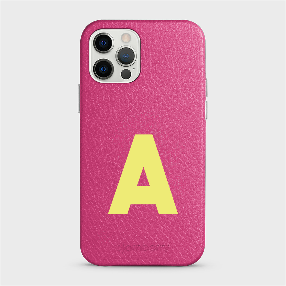 iPhone 12/12 Pro Personalised Leather Case - Initial - 2