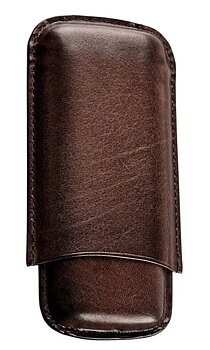 Angelo Cigarrfodral i äkta läder 3 cigarrer - Dark Brown