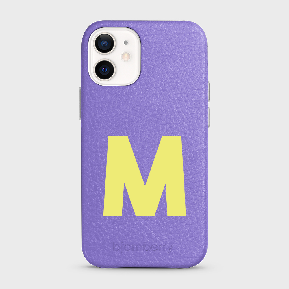 iPhone 12 Mini Personalised Leather Case - Initial - 2