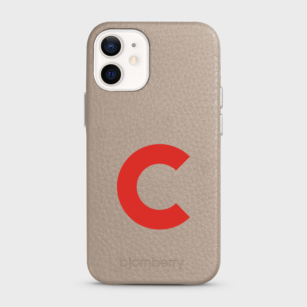 iPhone 12 Mini Personalised Leather Case - Initial - 11