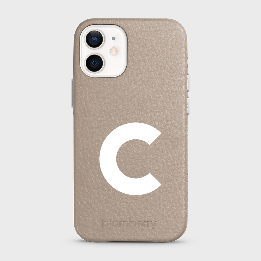 iPhone 12 Mini Personalised Leather Case - Initial - 14