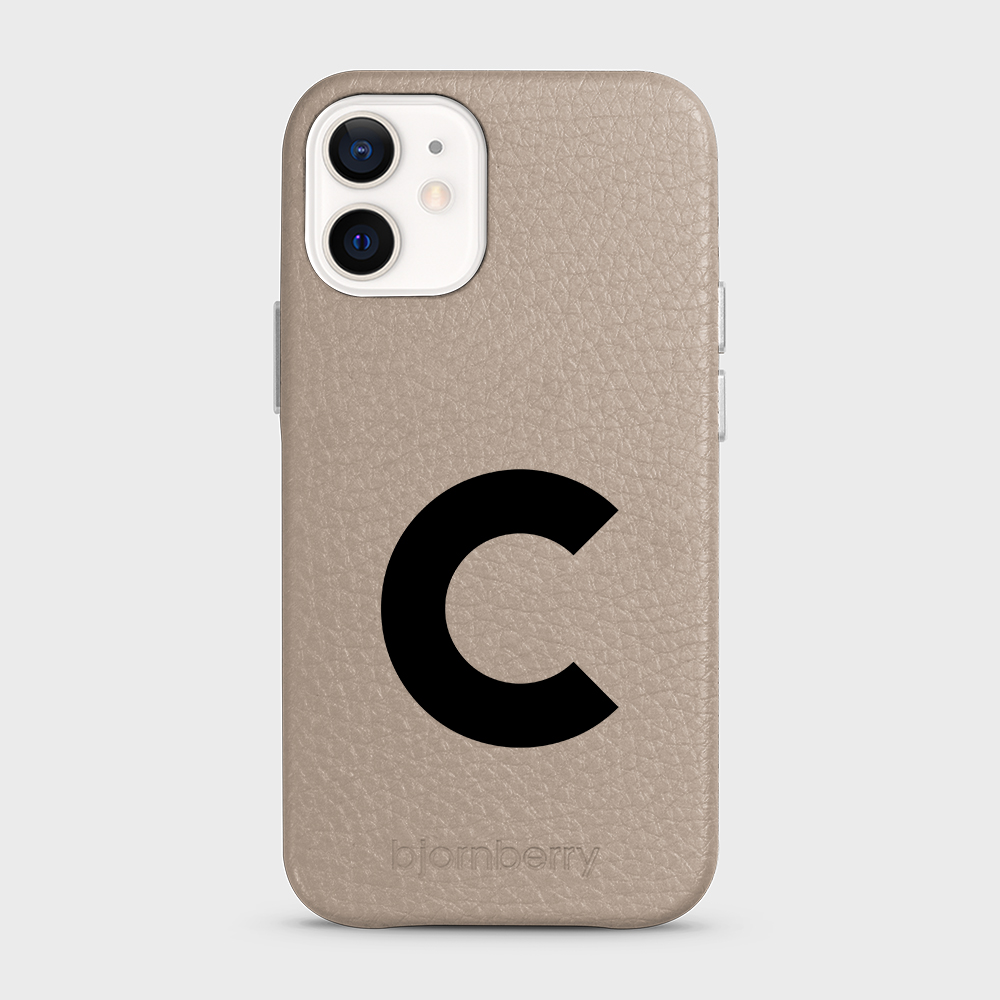 iPhone 12 Mini Personalised Leather Case - Initial - 13