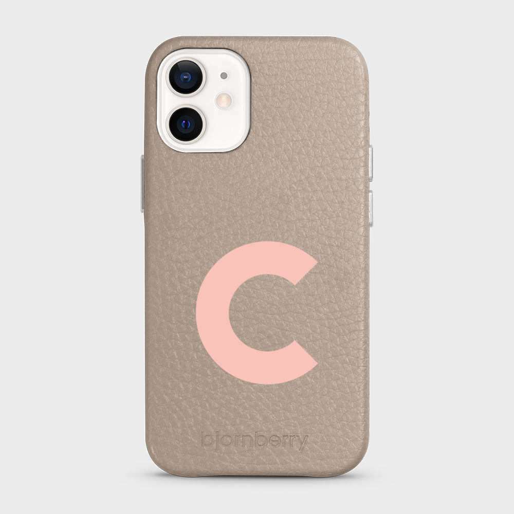 iPhone 12 Mini Personalised Leather Case - Initial - 12