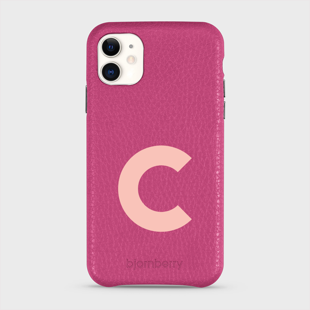 iPhone 11 Personalised Leather Case - Initial - 12
