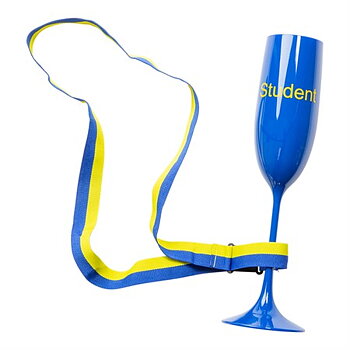 Champagneglas-halsband | Blått glas med "Student" 