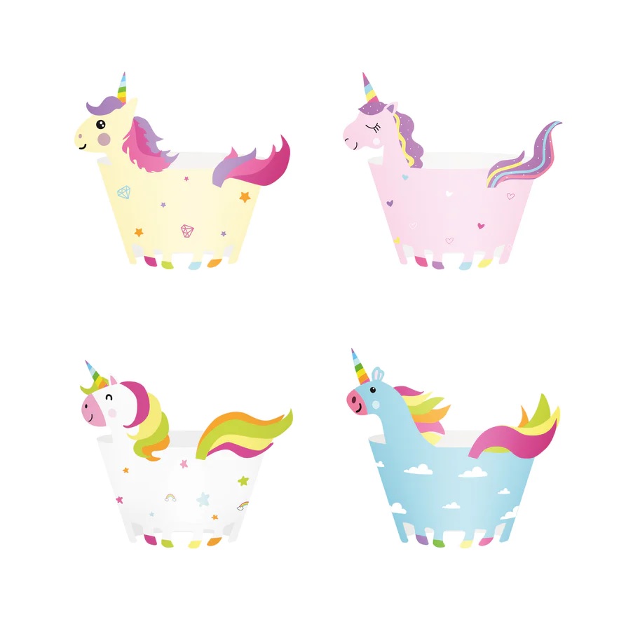 Cupcake wrappers med form av enhörningar 8-pack