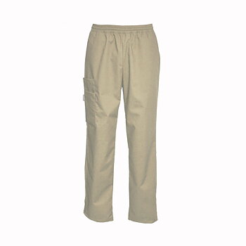 Resårbyxa, krinklad bomull - Beige