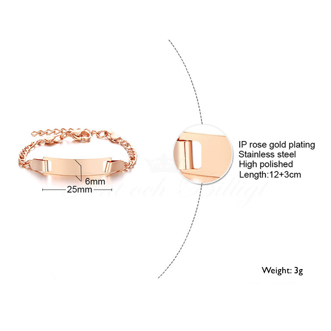 Kids Figaro Rosé ID - ID-Armband Barn Justerbart Roséguldpläterat 120-150mm - 5