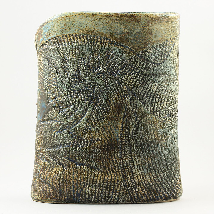 Paula von Freymann (1970s) Unique Block Vase with Plant Decor 26 cm