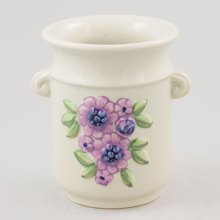 Rosa Ljung (1972) Vase with Purple Flower Relief 10 cm