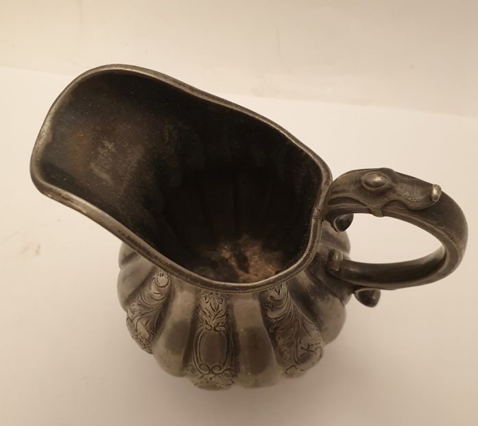 Cream jug neo-rococo pewter - 2