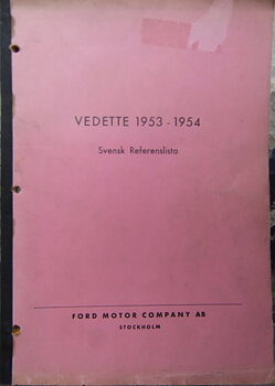 1953-1954 Ford Vedette Reservdelskatalog svensk
