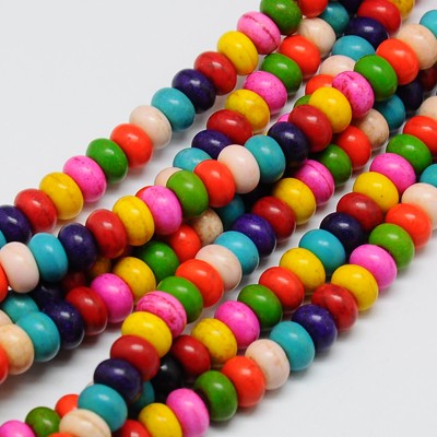 Imiterad turkos pärlor mix 6x4 mm – hel sträng ca 89 st - 2