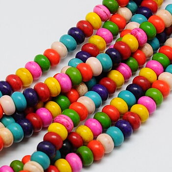 Imiterad turkos pärlor mix 6x4 mm – hel sträng ca 89 st