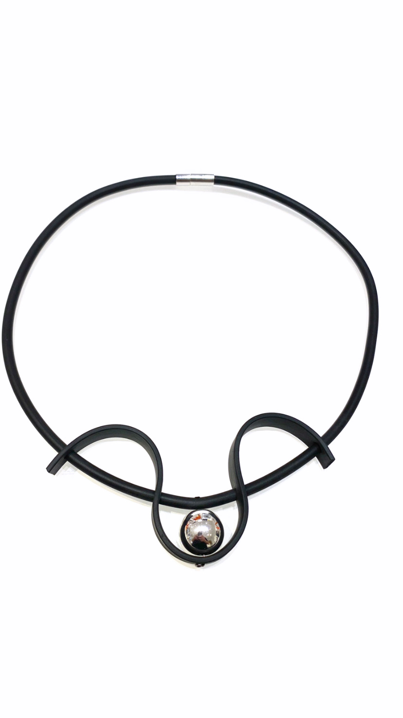 Halsband Gummi Silvrig Hematit - 3