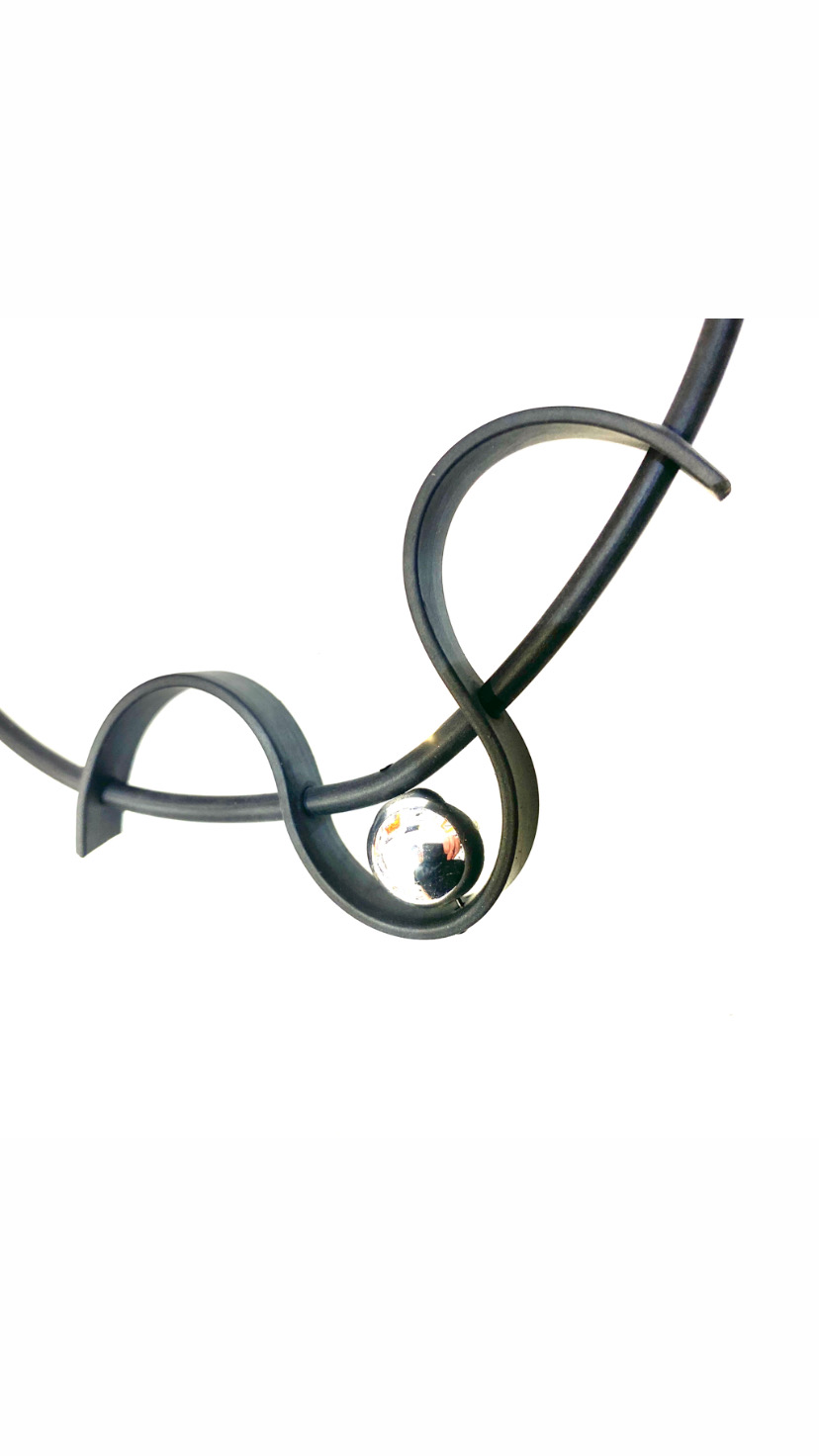 Halsband Gummi Silvrig Hematit - 2