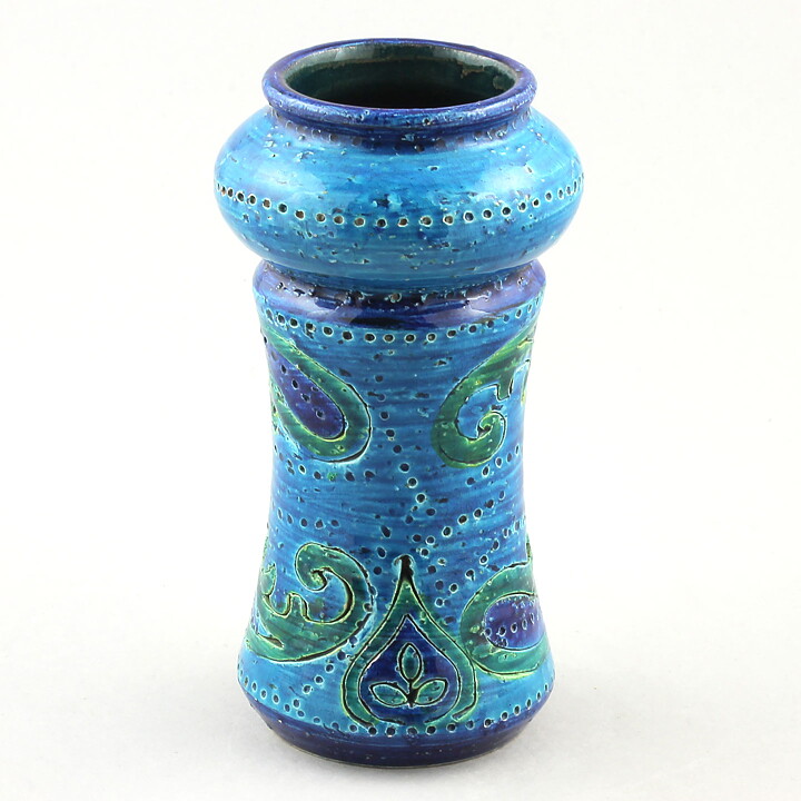 Aldo Londi (Liberty 1957) Turquoise Vase with Incised Decor 14 cm