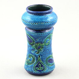 Aldo Londi (Liberty 1957) Turquoise Vase with Incised Decor 14 cm