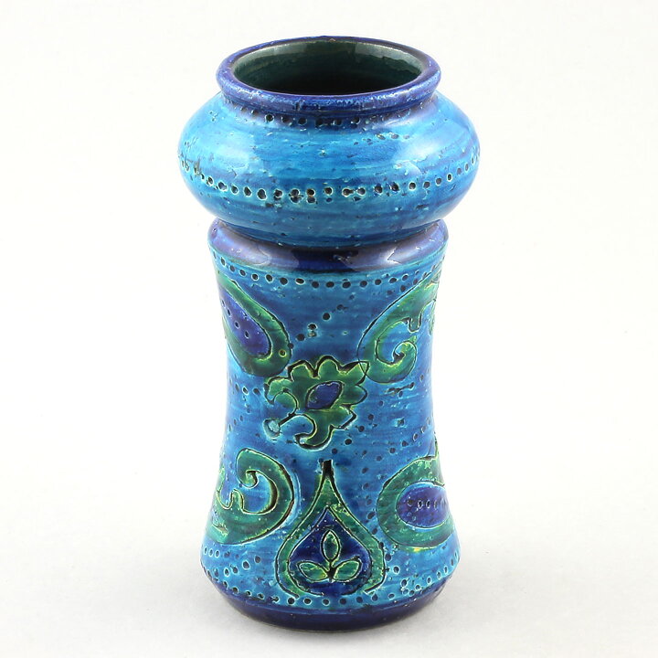 Aldo Londi (Liberty 1957) Turquoise Vase with Incised Decor 14 cm