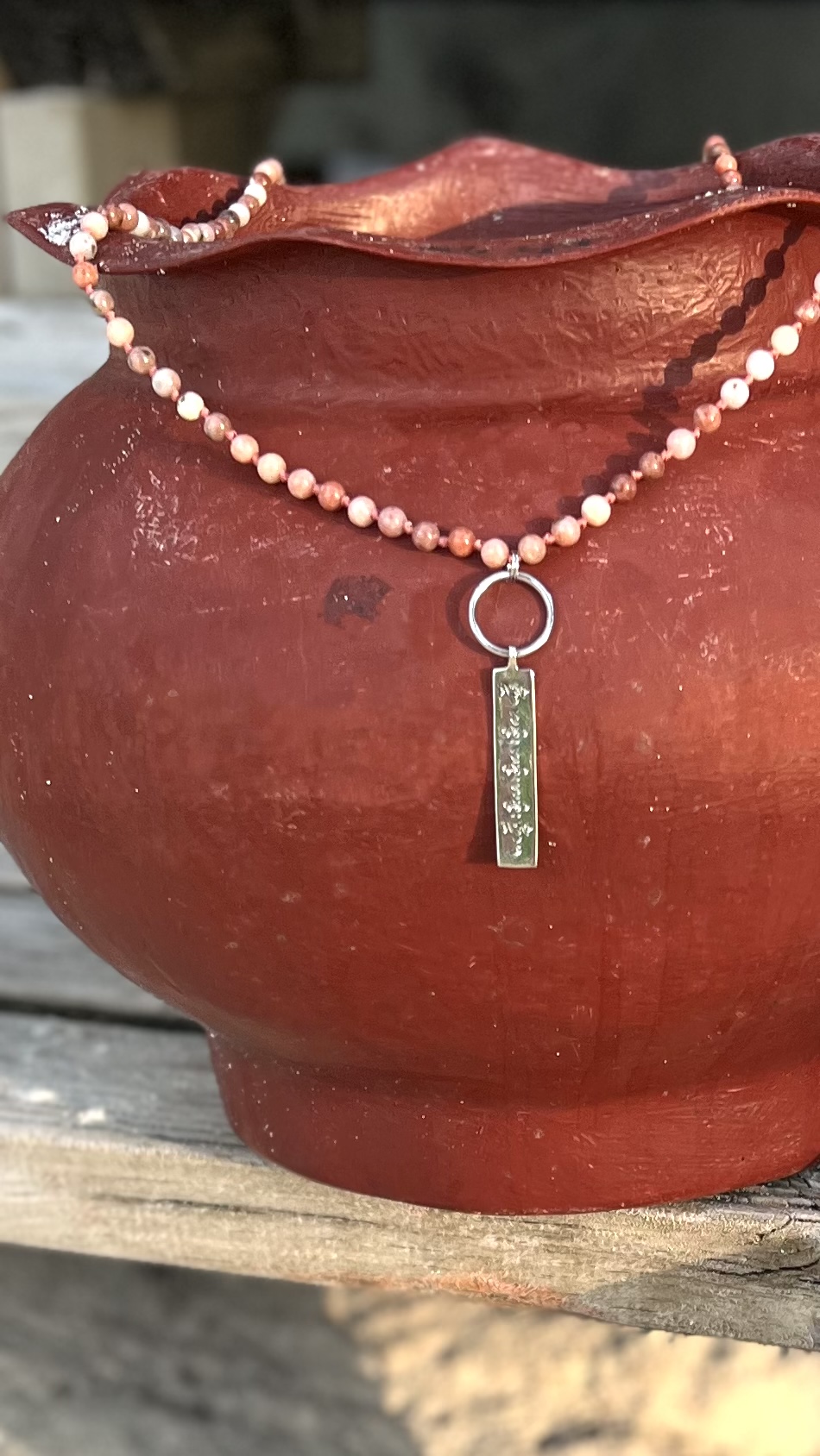 Necklace shanti stone - dusty rose - 3