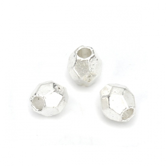 Spacer bead  Silver, hexagon barrel - 2