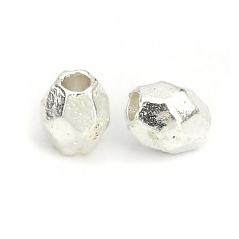 Spacer bead  Silver, hexagon barrel