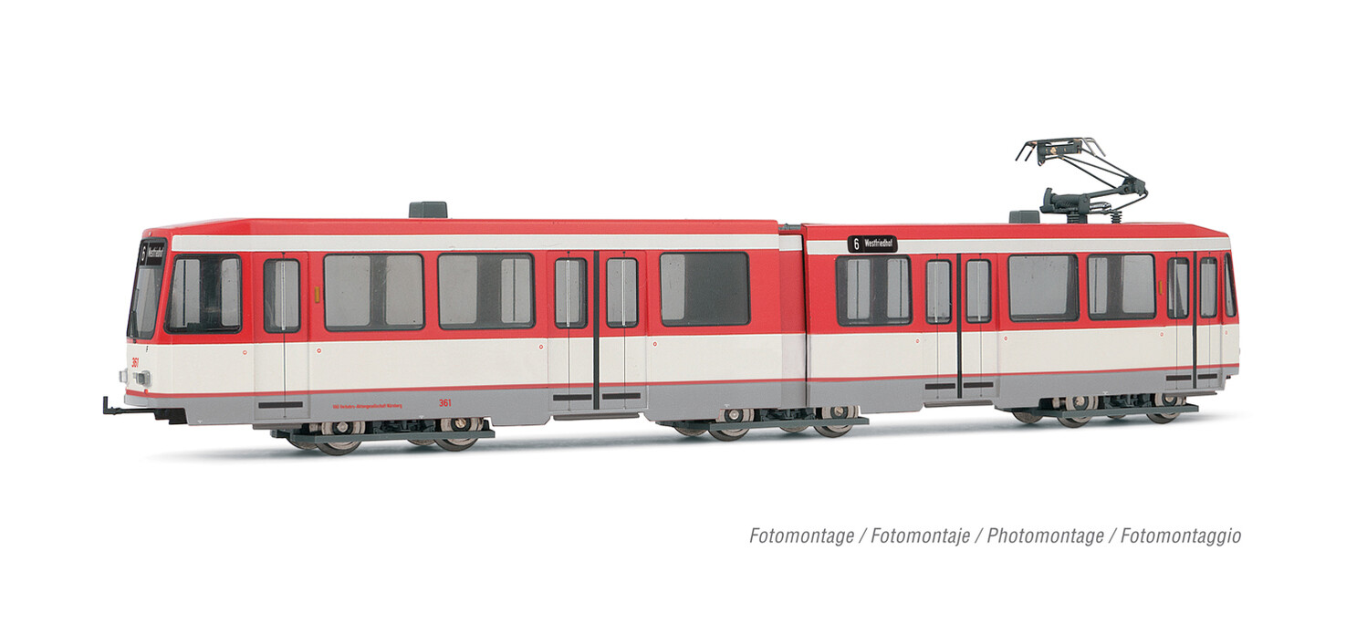 Tram, Duewag M6, (Nürnberg) red/white livery, Epoche IV-V, with DCC digital decoder