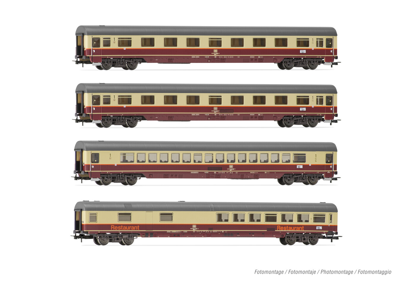 DB, 4-unit pack TEE "Rheingold 1983", pack 1/2 (WRmh, Apmz, 2 x Avmz), ep. IV