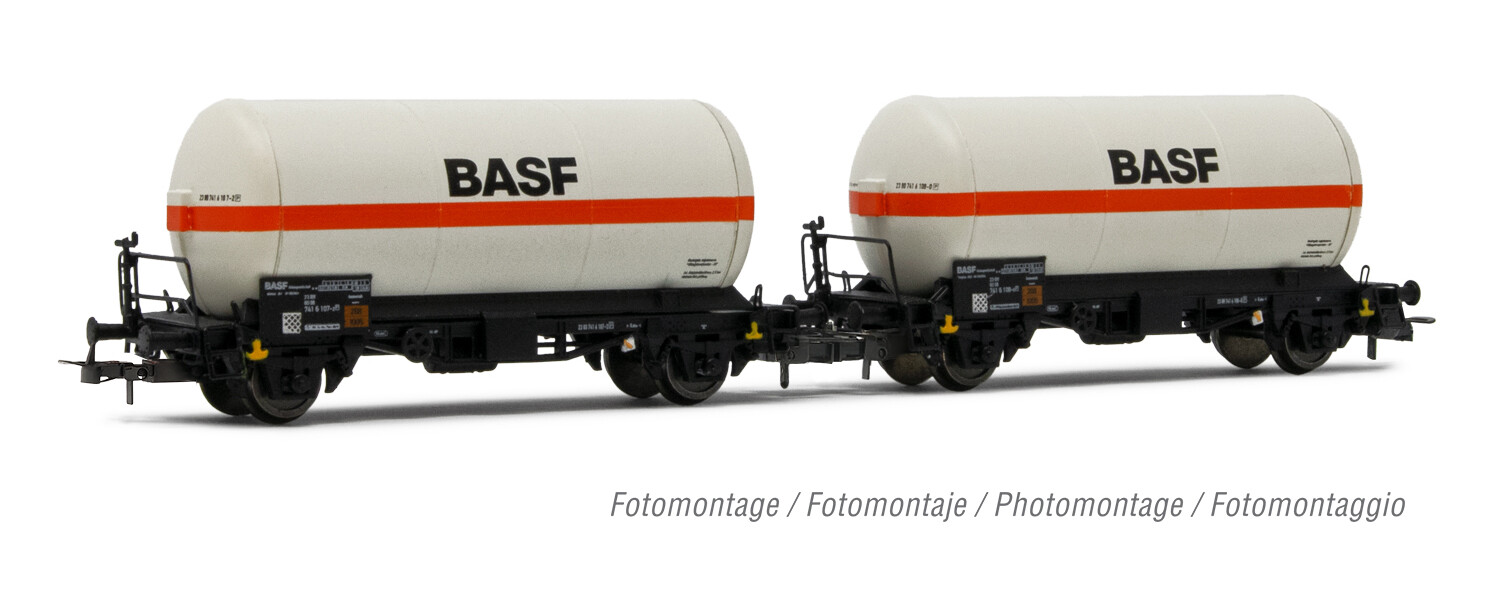 DB, 2-unit set of 2-axle gas tank wagons Zgs, “BASF”, ep. IV-V