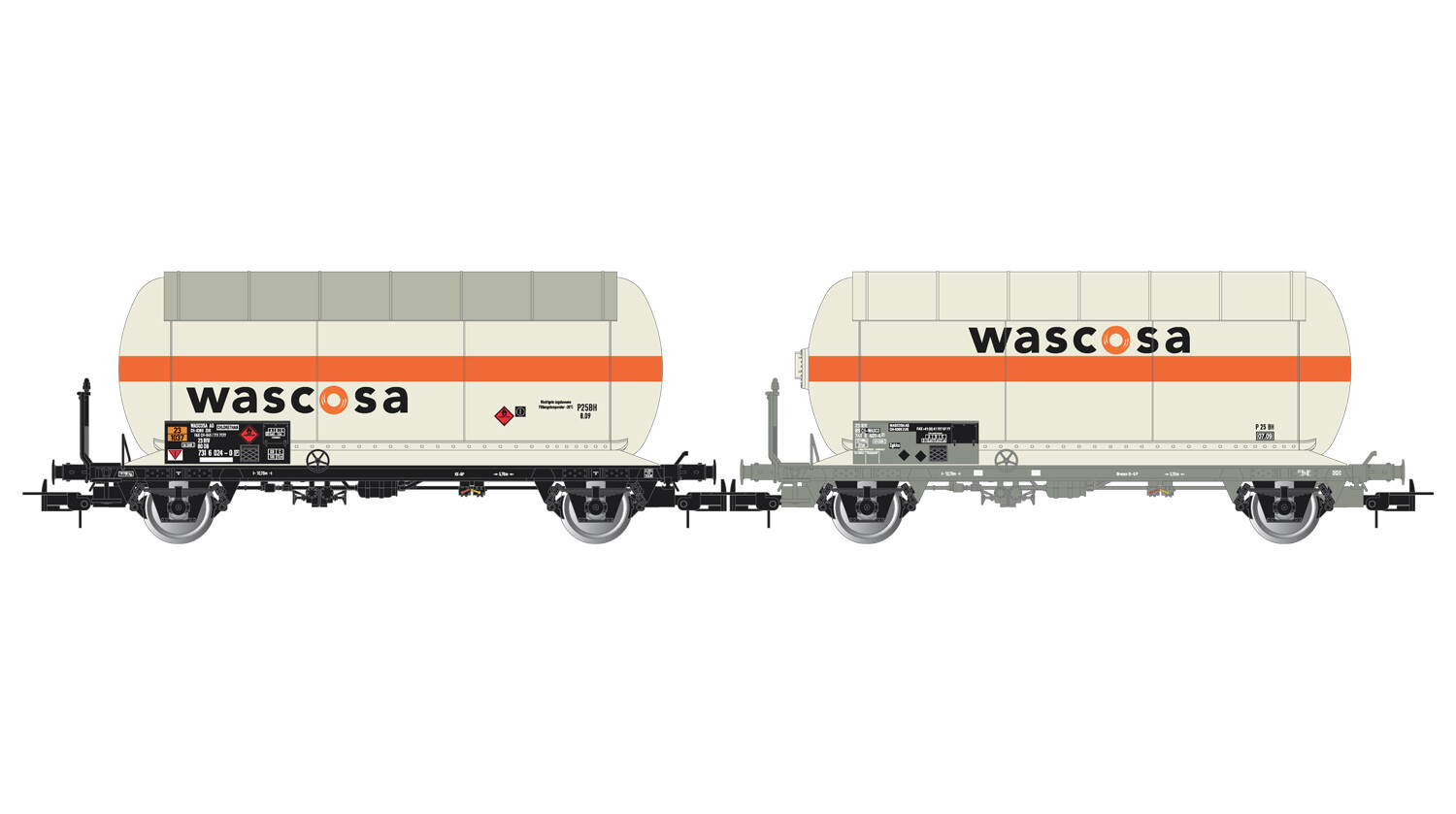 SBB, 2-unit set of 2-axle gas tank wagons “WASCOSA”, ep. V - 2