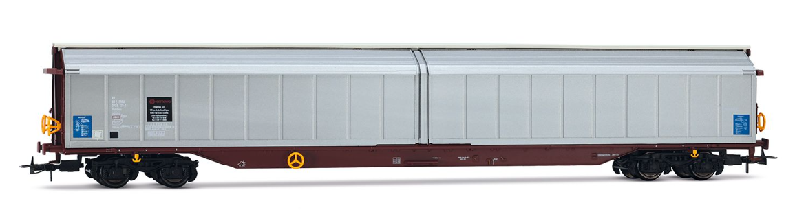 F-ERSA, 4-axle sliding-walls wagon Habbiss, grey-brown livery, "ermewa", ep. VI