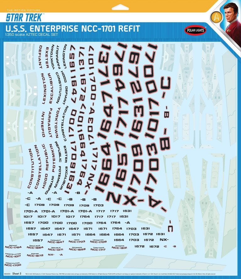1/350 STAR TREK U.S.S. ENTERPRISE NCC-1701 REFIT AZTEC DECALS