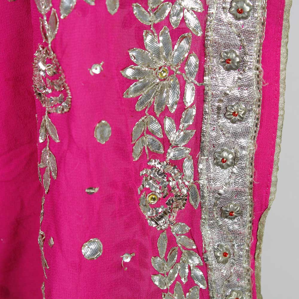 Stor Cerise Indisk Dupatta - 4