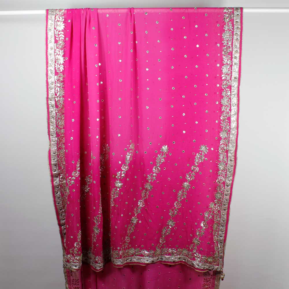 Stor Cerise Indisk Dupatta - 3