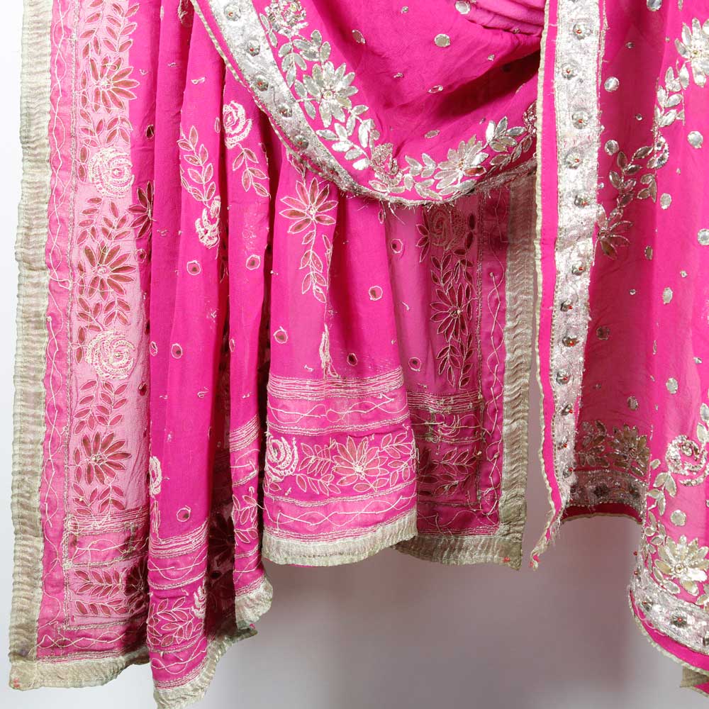 Stor Cerise Indisk Dupatta - 5